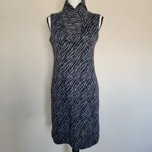 Clari.e. Sz 6 Animal Print Casual Dress Sleeveless Pullover Side Zip Black Gray
